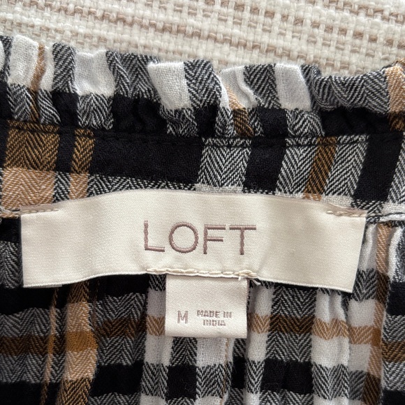 LOFT Black Plaid Shirt - Picture 2 of 5
